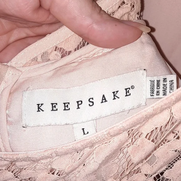 KEEPSAKE Lace Cutout Minidress Pink Nude Eyelash Lace Ballet Coquette Rose L 10 - Picture 7 of 12